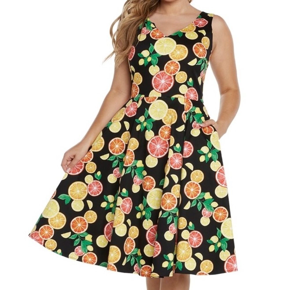 black citrus print dress